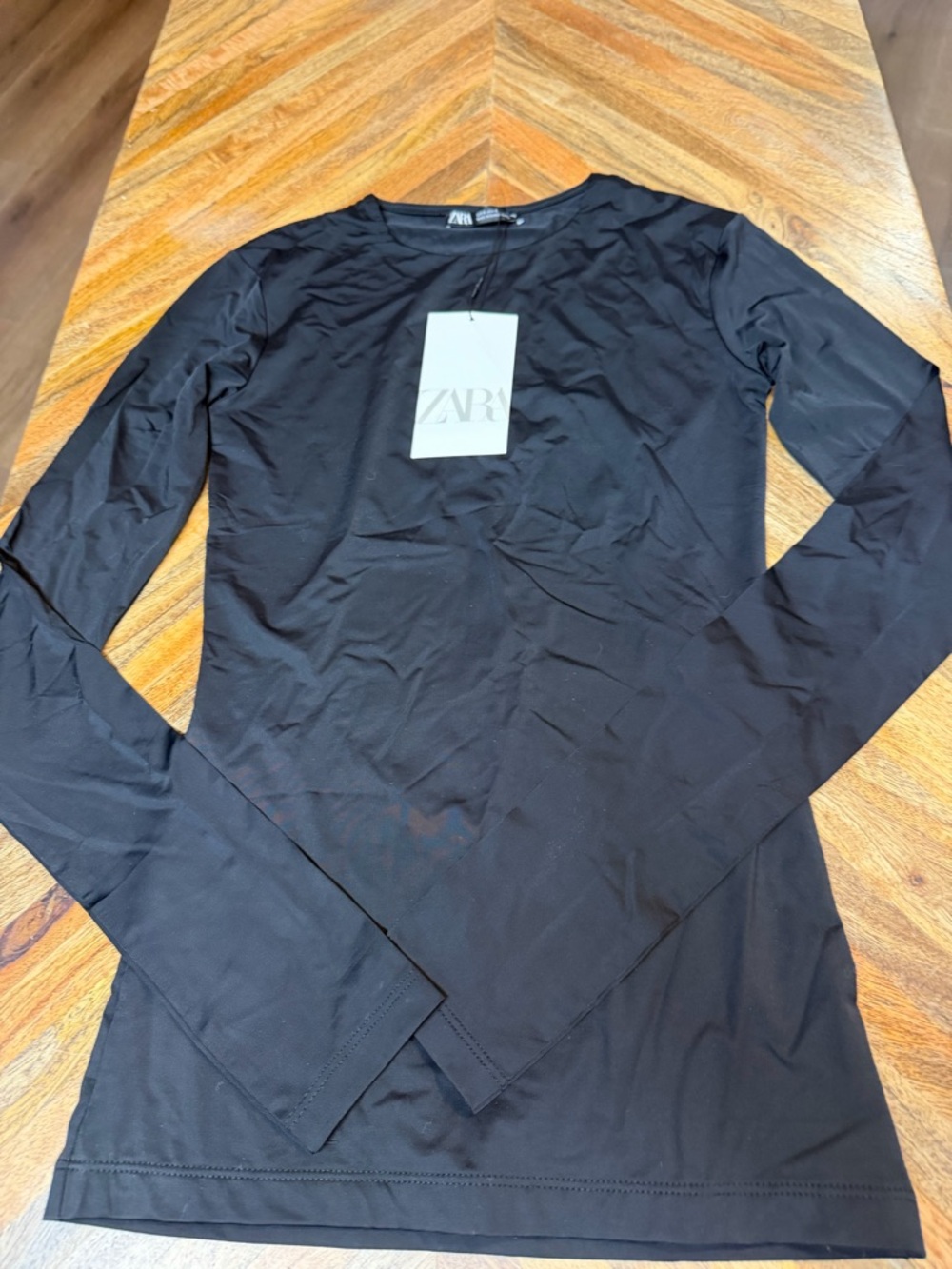NWT Zara Long Sleeve Lightweight Crew Neck Shirt Sz S NWT